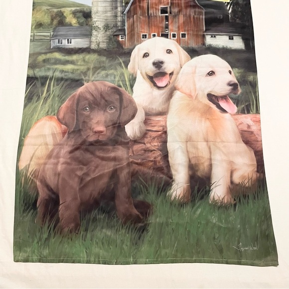 Evergreen Suede Reflections Double Sided Decorative Flag Farm Scene Puppy - Picture 3 of 16